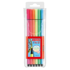 Prémium szálas marker - STABILO Pen 68 - 6 neon szín